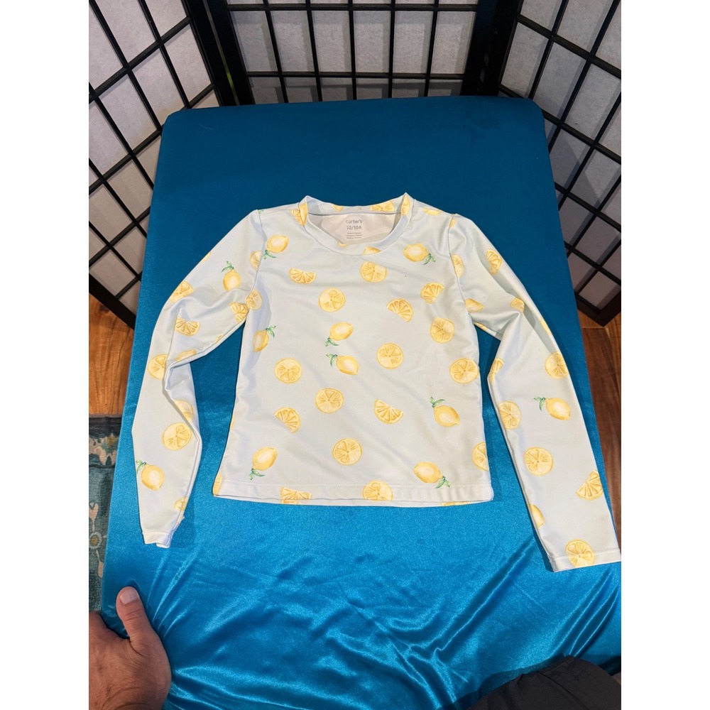 Carter's Girls Lemon Print Rash Guard Swim Shirt Size 10/10A